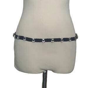 The Limited vintage blue rhinestones embellished thin elastic belt size Medium